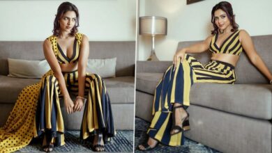 Amala Paul Looks Classy in a Yellow and Black Striped Co-ord Set for Ranjish Hi Sahi Promotions! (View Pics)