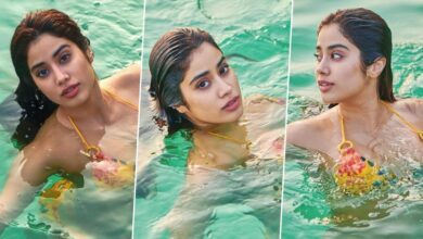 Janhvi Kapoor Is a Water Goddess As She Hypnotises You While Posing in a Floral Yellow Bikini (View Pics)