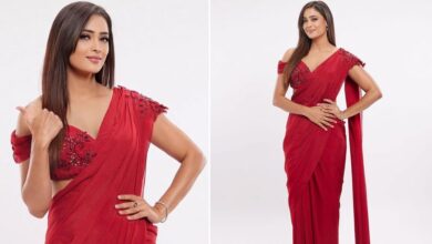 Shweta Tiwari’s Red Saree With Off-Shoulder Blouse Is Perfect Fit for a Wedding Reception! (View Pics)