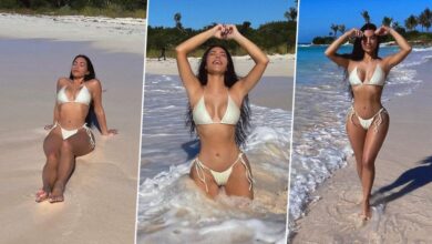 Kim Kardashian Soaks the Sun in a White Bikini As She Enjoys a Day by the Beach (View Pics)